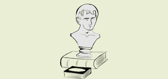 Bust on a thick book