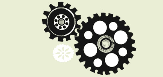 Three interconnected gears